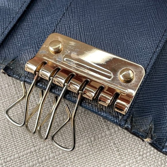 Michael Kors Keys Holder Blue Leather Keychain Mini Wallet Key Fob Keyrings - Picture 5 of 10